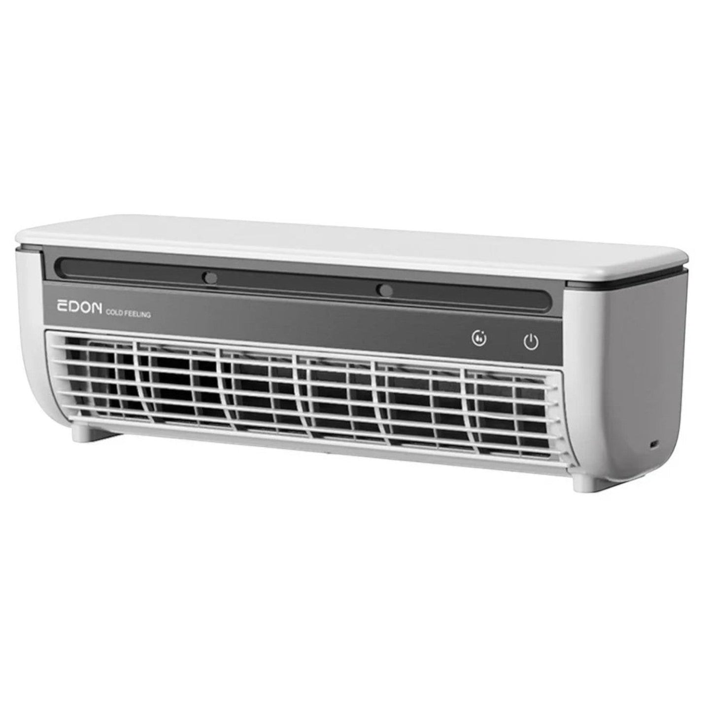 Climatiseur mobile sans fil Esteveo blanc et gris, 3 vitesses, télécommande, rechargeable USB, 8h autonomie